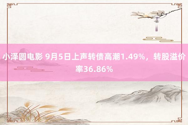 小泽圆电影 9月5日上声转债高潮1.49%，转股溢价率36.86%