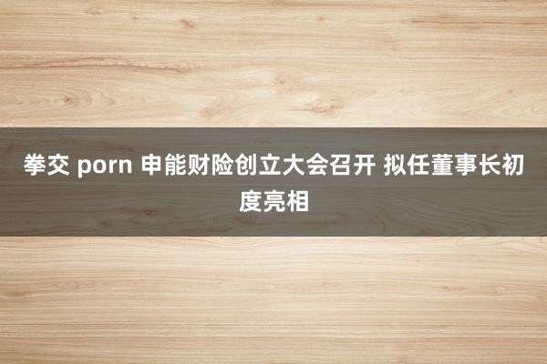 拳交 porn 申能财险创立大会召开 拟任董事长初度亮相