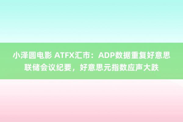 小泽圆电影 ATFX汇市：ADP数据重复好意思联储会议纪要，好意思元指数应声大跌