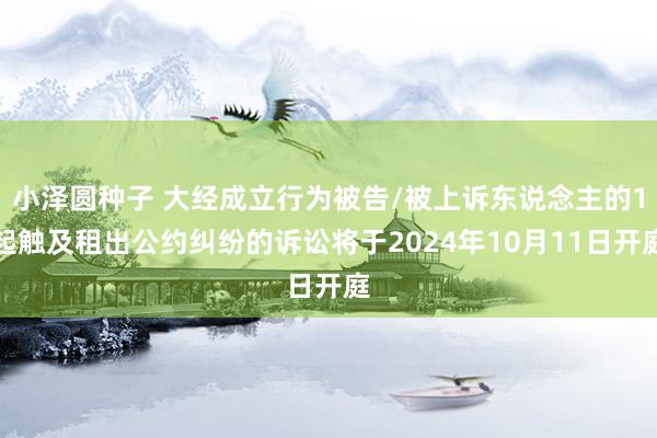 小泽圆种子 大经成立行为被告/被上诉东说念主的1起触及租出公约纠纷的诉讼将于2024年10月11日开庭
