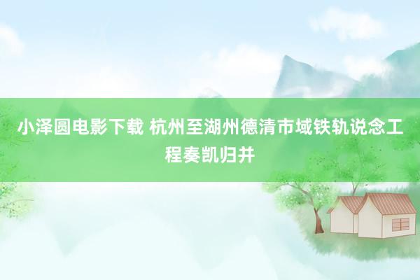 小泽圆电影下载 杭州至湖州德清市域铁轨说念工程奏凯归并
