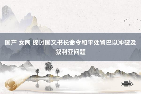 国产 女同 探讨国文书长命令和平处置巴以冲破及叙利亚问题