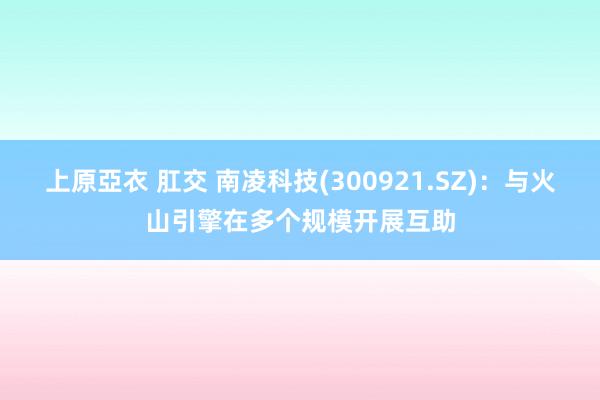 上原亞衣 肛交 南凌科技(300921.SZ)：与火山引擎在多个规模开展互助