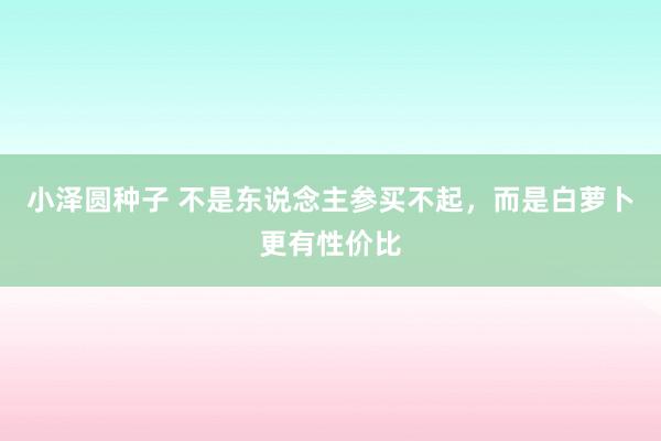 小泽圆种子 不是东说念主参买不起，而是白萝卜更有性价比