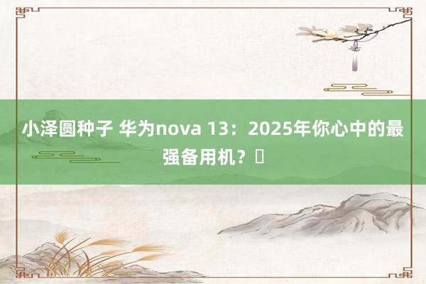 小泽圆种子 华为nova 13：2025年你心中的最强备用机？✨
