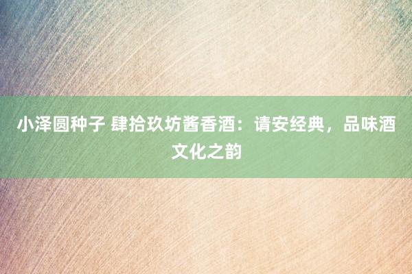 小泽圆种子 肆拾玖坊酱香酒：请安经典，品味酒文化之韵