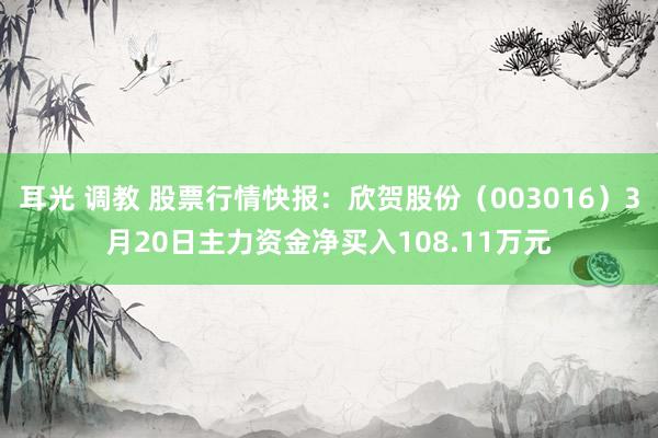 耳光 调教 股票行情快报：欣贺股份（003016）3月20日主力资金净买入108.11万元