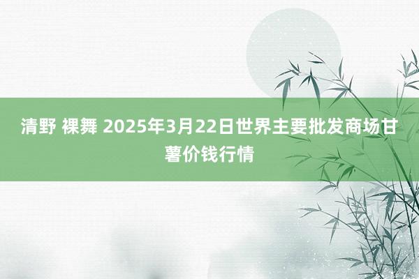 清野 裸舞 2025年3月22日世界主要批发商场甘薯价钱行情