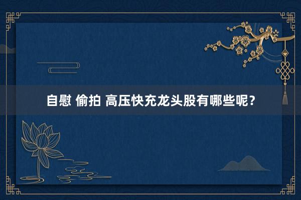 自慰 偷拍 高压快充龙头股有哪些呢？