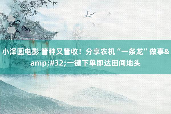 小泽圆电影 管种又管收！分享农机“一条龙”做事&#32;一键下单即达田间地头