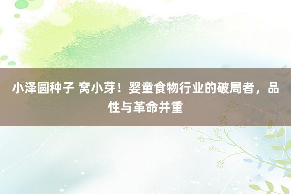 小泽圆种子 窝小芽！婴童食物行业的破局者，品性与革命并重