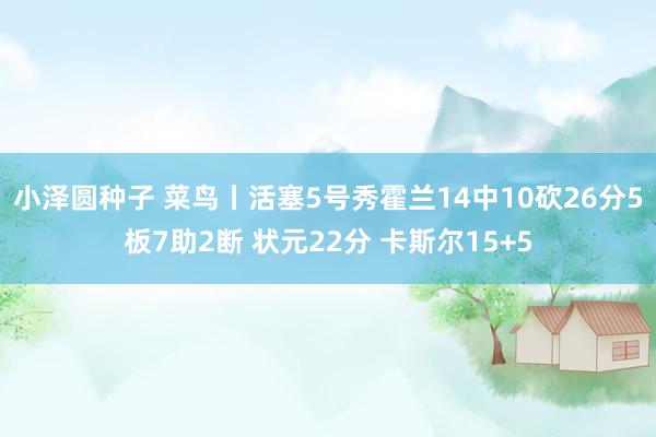 小泽圆种子 菜鸟丨活塞5号秀霍兰14中10砍26分5板7助2断 状元22分 卡斯尔15+5