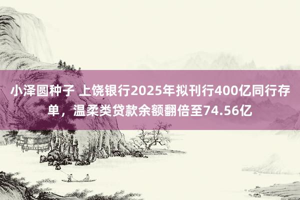 小泽圆种子 上饶银行2025年拟刊行400亿同行存单，温柔类贷款余额翻倍至74.56亿