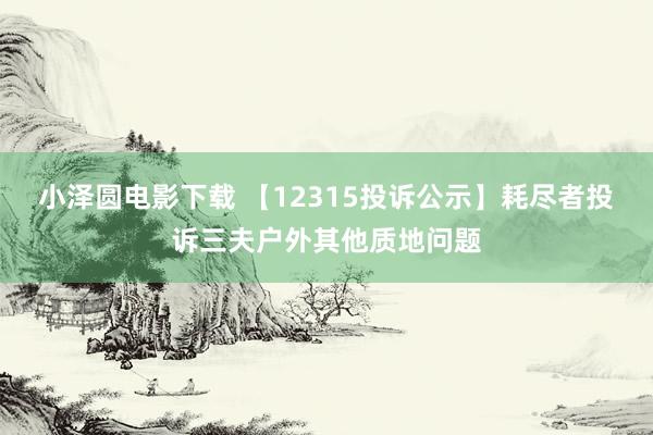 小泽圆电影下载 【12315投诉公示】耗尽者投诉三夫户外其他质地问题