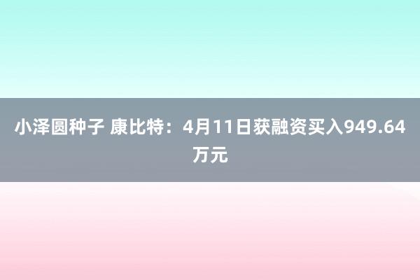 小泽圆种子 康比特：4月11日获融资买入949.64万元
