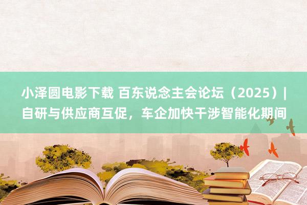 小泽圆电影下载 百东说念主会论坛（2025）|自研与供应商互促，车企加快干涉智能化期间