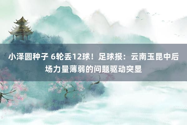 小泽圆种子 6轮丢12球！足球报：云南玉昆中后场力量薄弱的问题驱动突显