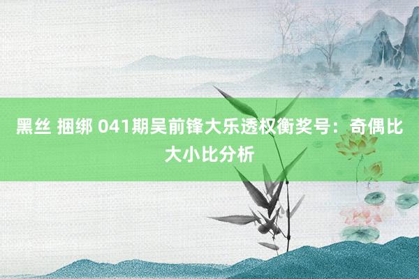 黑丝 捆绑 041期吴前锋大乐透权衡奖号：奇偶比大小比分析