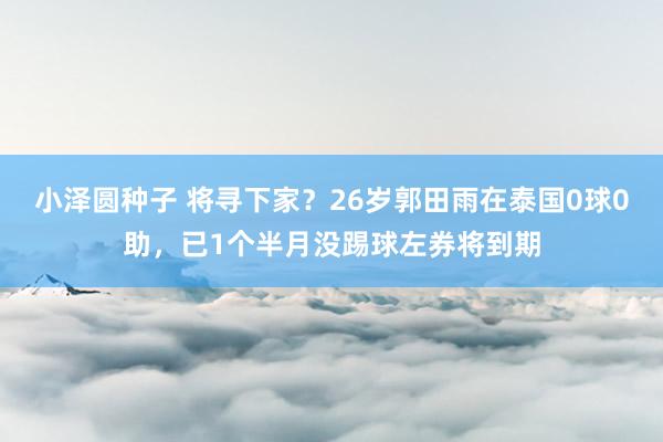小泽圆种子 将寻下家？26岁郭田雨在泰国0球0助，已1个半月没踢球左券将到期