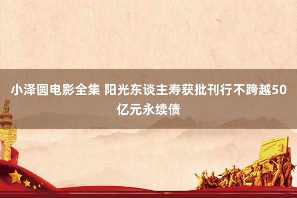 小泽圆电影全集 阳光东谈主寿获批刊行不跨越50亿元永续债